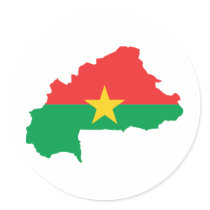 Burkina Faso Flag map BF Round Stickers