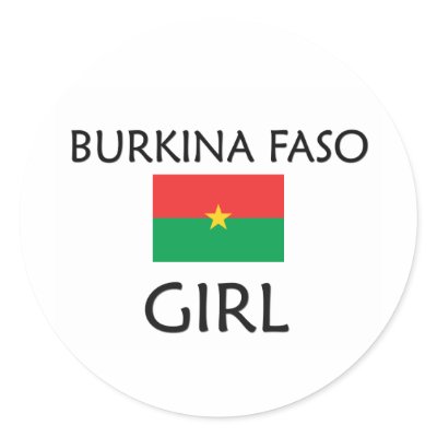 BURKINA FASO GIRL ROUND STICKER by flagshirt