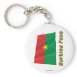 Burkina Faso Waving Flag with Name keychains