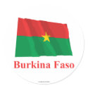 Burkina Faso Waving Flag with Name stickers