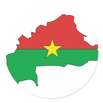 Burkina flag map round stickers by FlagStore
