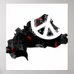 Burkina Trendy Peace Sign with Burkinabe map posters