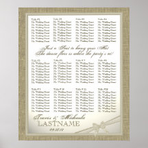 Burlap and Bow Look Wedding Guest Seating Chart Poster