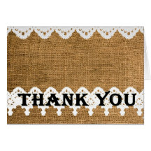 Burlap & Lace Thanks Greeting Cards