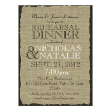 Burlap Look Rehearsal Dinner Invitations