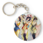 Burlesque Women wearing brief costumes c.1899 keychains