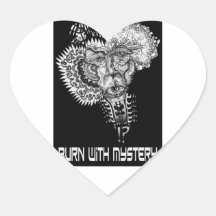Burn with Mystery Heart Sticker
