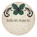 Burned Butterfly Name Tag Sticker