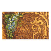 Burned Wood & Oil Painted Flowers Rectangle Sticker