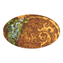 Burned Wood & Oil Painted Flowers Sticker