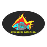 BURNING FISH LOGO OVAL STICKERS