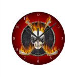 Burning Hockey Sticks Wall Clock