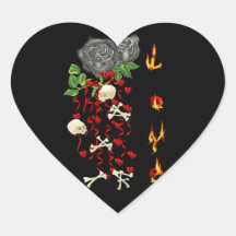 Burning Love Fire Heart Stickers