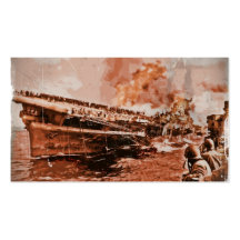 Burning Ship at Sea Business Card