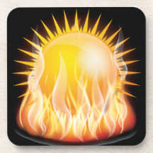 BURNING SUN VECTOR HOT TATTOO GRAPHICS TOUGH BEVERAGE COASTER
