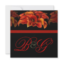 Burnt orange calla lilly wedding invitations