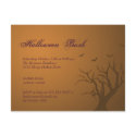 Burnt orange scary tree Halloween party invitation postcards