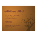 Burnt orange scary tree Halloween party invitation Postcards