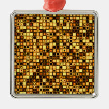 Burnt Terra Cotta Textured Mosaic Tiles Pattern Christmas Ornaments