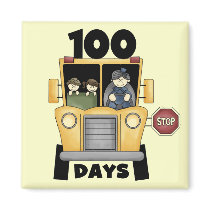 Bus 100 Days of School t-shirts and Gifts Refrigerator Magnets