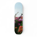 Bush With Purple Red And Orange Flowers skateboards