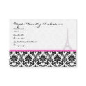 Business Card Black White Damask Eiffel Tower business cards