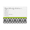 Business Card Black White Damask with Apple Green business cards