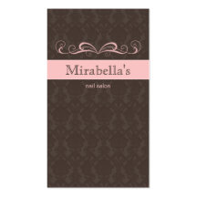 Business Card Damask Swirl Pink Brown