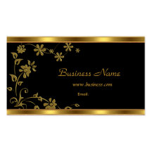 Business Card Elegant Black Floral Gold
