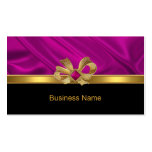 Business Card Elegant Gold Bow Pink Trim Black
