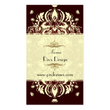 Business Card Floral Damask Crimson Red