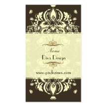 Business Card Floral Damask Dark Chocolate