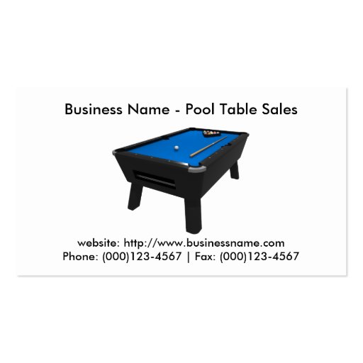 Business Card: Pool Table Sales