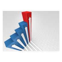 Business Chart With White Arrows Business Card Template