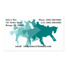 Business Contact Cards Horse Rider Shades of Teal Business Card Templates