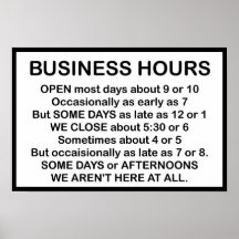 Business Hours Print