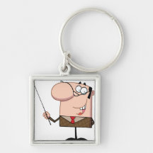 Business man holding a pointer stick keychains