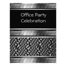 Business Office Party Black Silver Metal Chrome Personalized Announcements