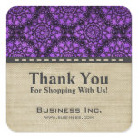 Business Thank You Black Lace Professional Purple Square Sticker
