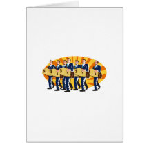 Businessman Banker Worker Carry Money Box Retro Greeting Card