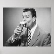 Businessman Drinking Beer Posters