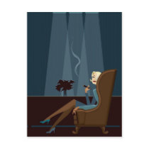 Businesswoman Smoking Cigar Post Card
