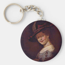 Bust Of A Young Woman Smiling Possibly Saskia Van Key Chain