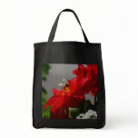 Busy Bee on Red Dahlia Tote Bag