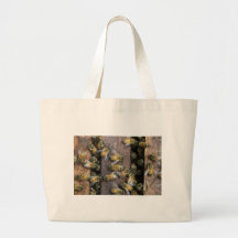 Busy honey bees at the hive bags