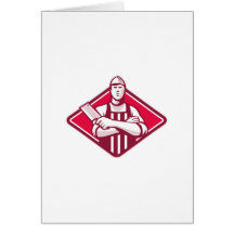 Butcher Cutter Worker Meat Cleaver Knife Retro Card