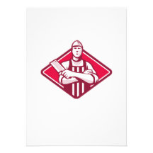 Butcher Cutter Worker Meat Cleaver Knife Retro Personalized Invitation