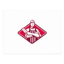 Butcher Cutter Worker Meat Cleaver Knife Retro Postcard