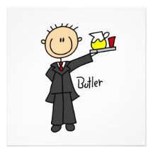 Butler Stick Figure Personalized Invitation