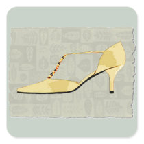 Butter Yellow Leather T Strap